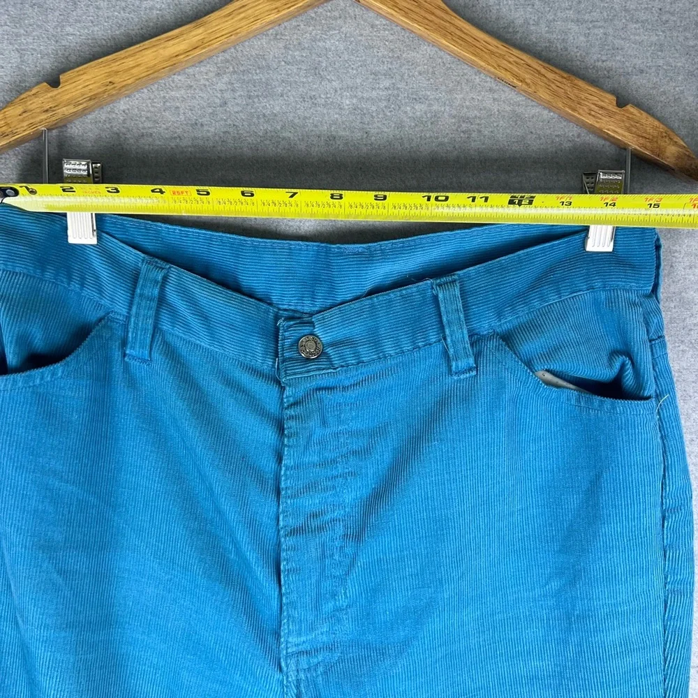 Vintage Levis 646 Bell Bottom Corduroy Pants Blue White‎ Tab 70s Flare 30x30